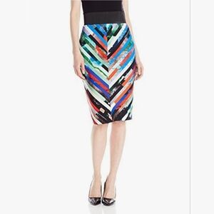 MILLY Mirage Striped Mitered Skirt 2